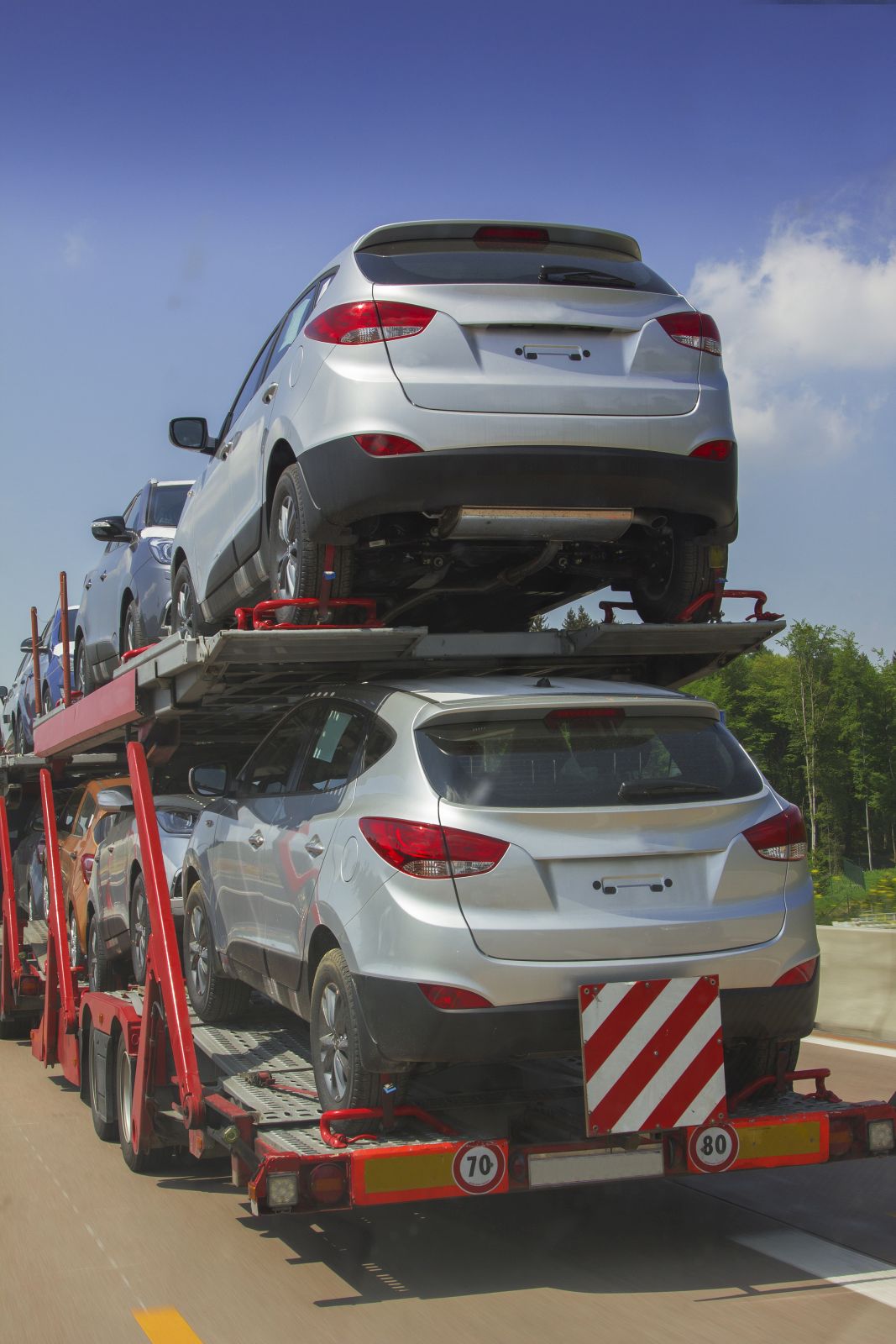 cars on a truck